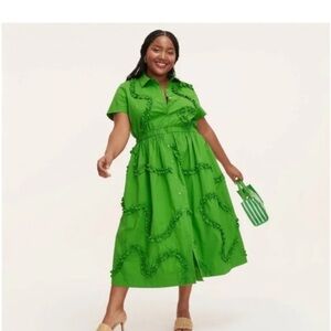 HTF Kate Spade x Target Green Ruffle Cotton T shirt Dress Size L